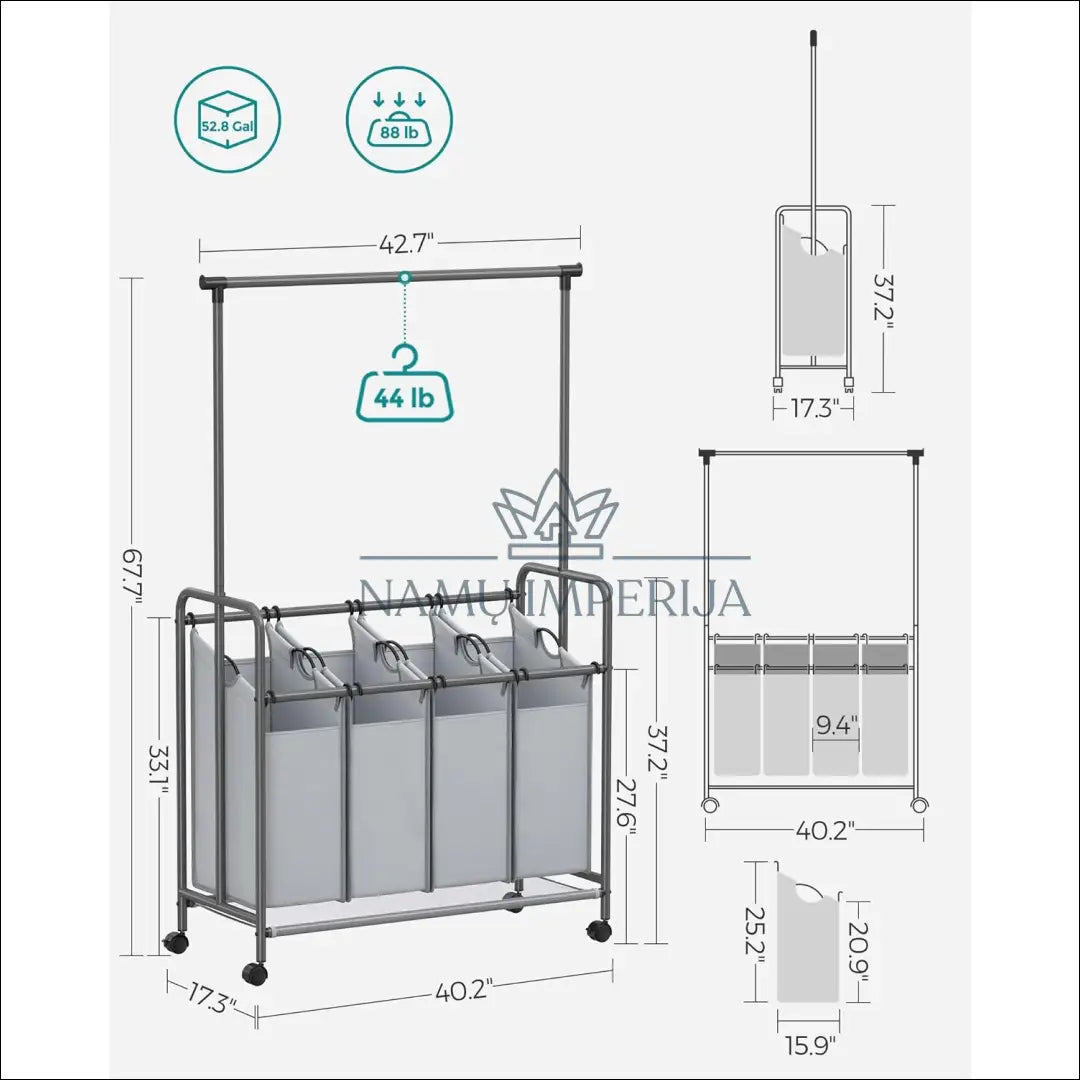 Skalbinių krepšiai su stovu SM1952 - €80 Save 30% 50-100, __label:Pristatymas 5-14 d.d., notouch30, skalbiniai,