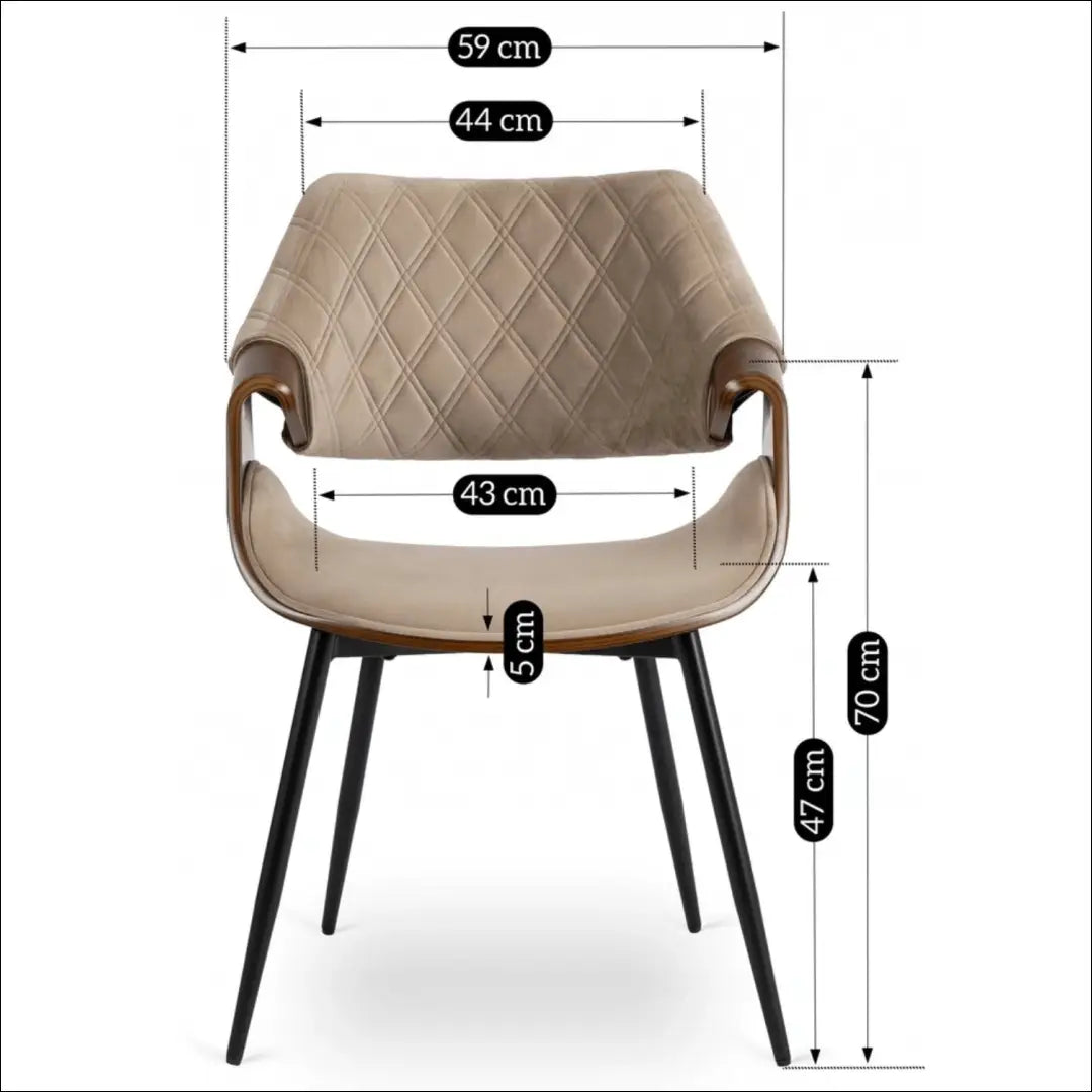 Smėlio/riešutmedžio spalvos aksominė kėdė TE1470 - €141.74 Save 15% __label:Pristatymas 5-14 d.d., Newelite Naujausi