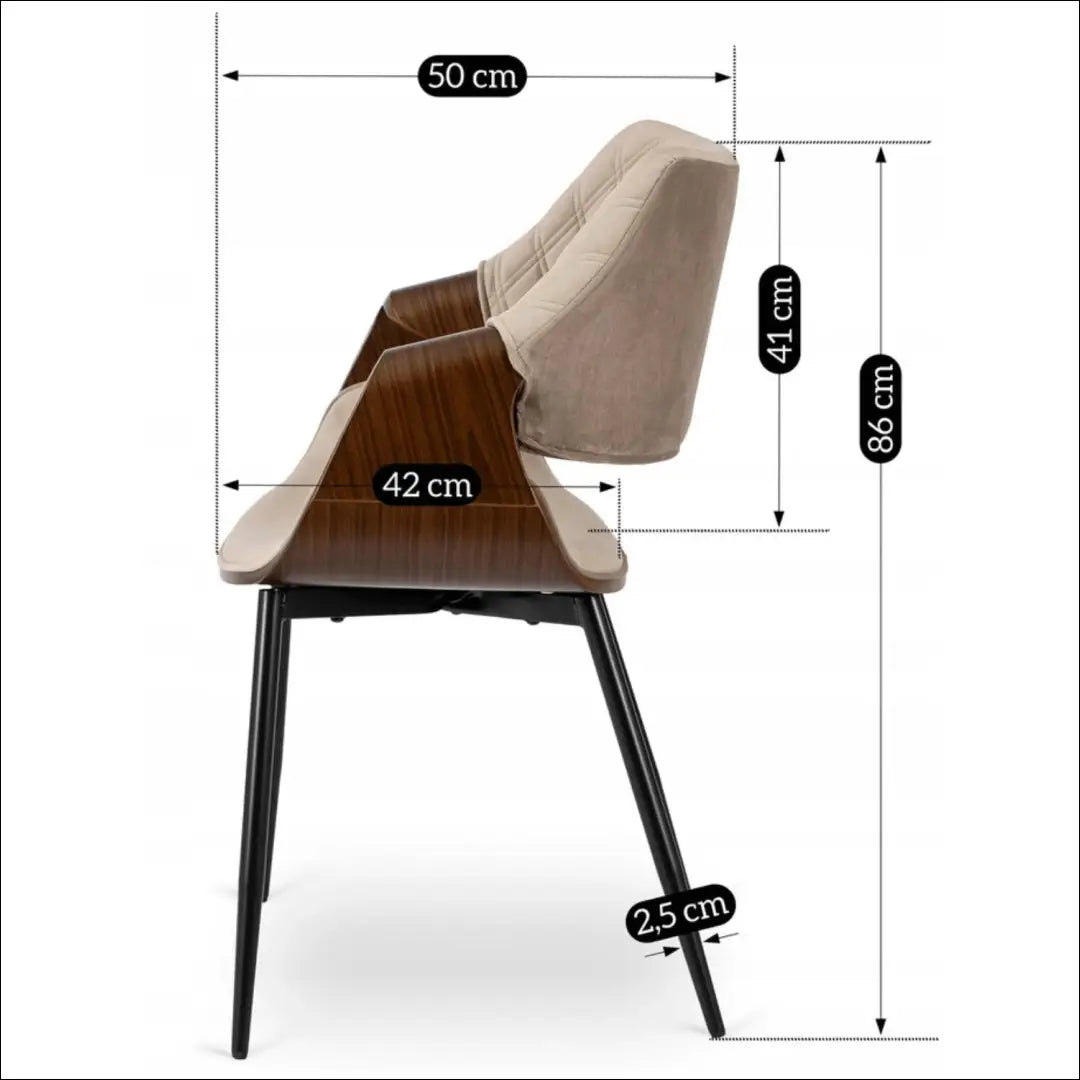 Smėlio/riešutmedžio spalvos aksominė kėdė TE1470 - €141.74 Save 15% __label:Pristatymas 5-14 d.d., Newelite Naujausi