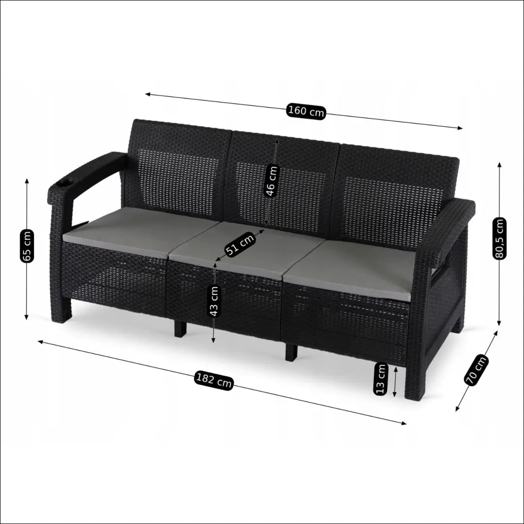 Sofa iš ratano juodos spalvos TE496 - €324 Save 15% __label:Pristatymas 5-14 d.d., elite, over-200, uzsakomi, uzsakomi