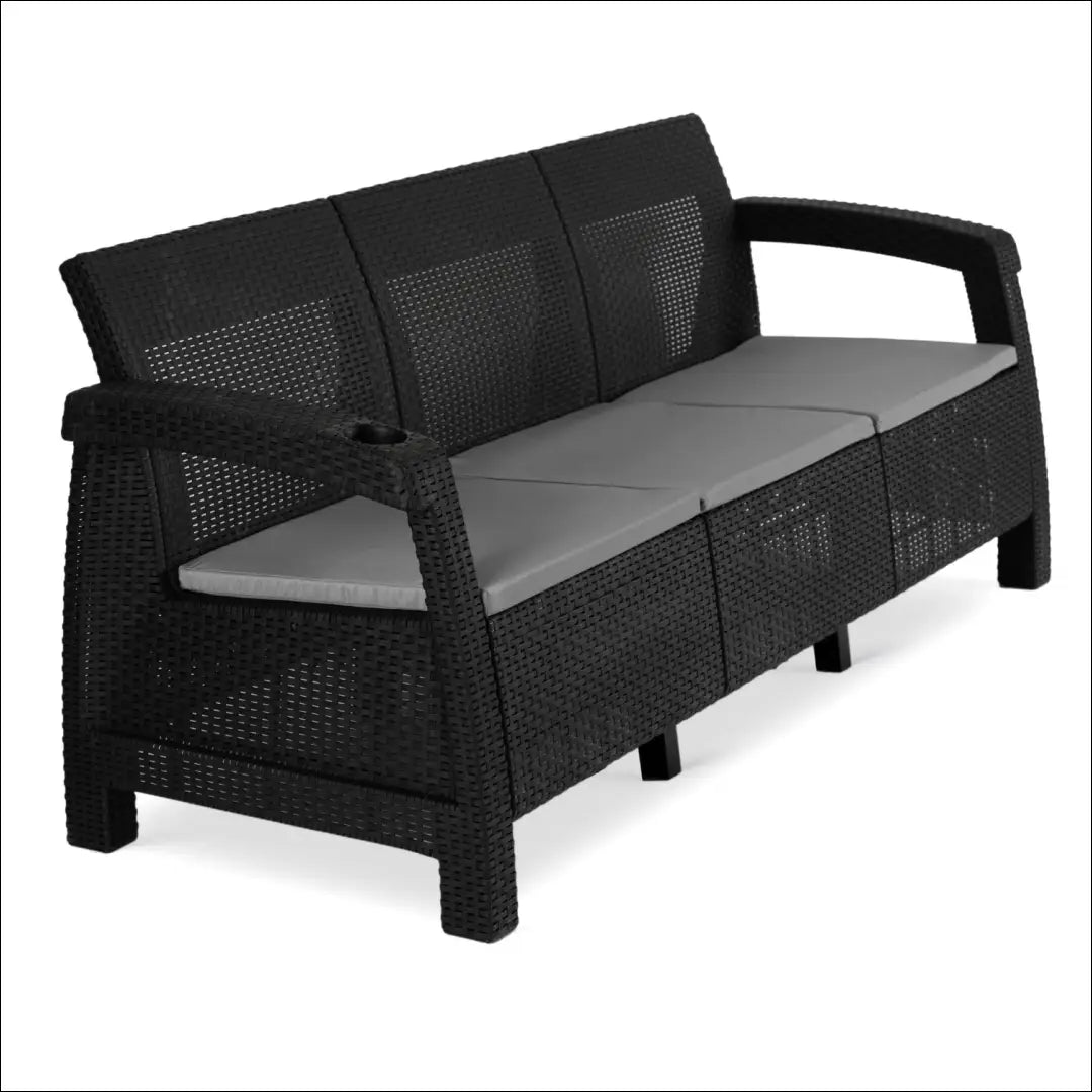 Sofa iš ratano juodos spalvos TE496 - €324 Save 15% __label:Pristatymas 5-14 d.d., elite, over-200, uzsakomi, uzsakomi
