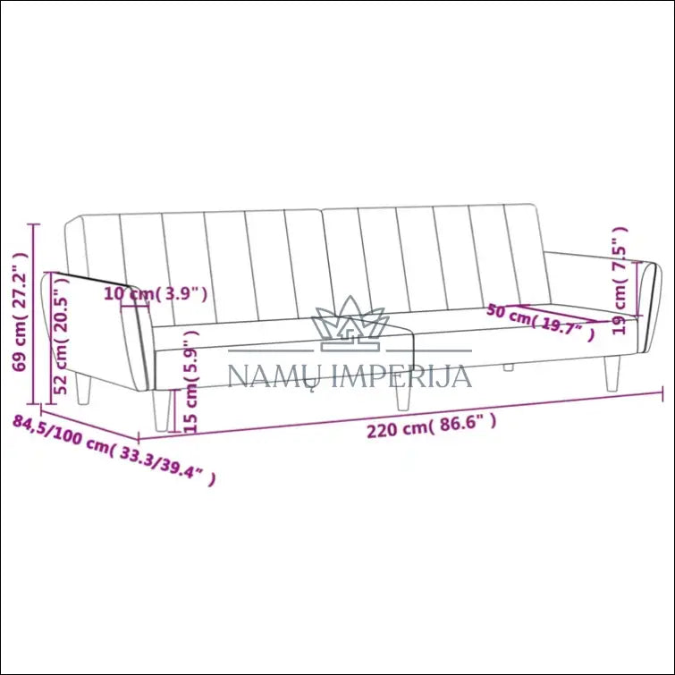 Sofa-lova MI601 - €120 Save 50% 100-200, __label:Pristatymas 1-2 d.d., color-pilka, material-gobelenas,