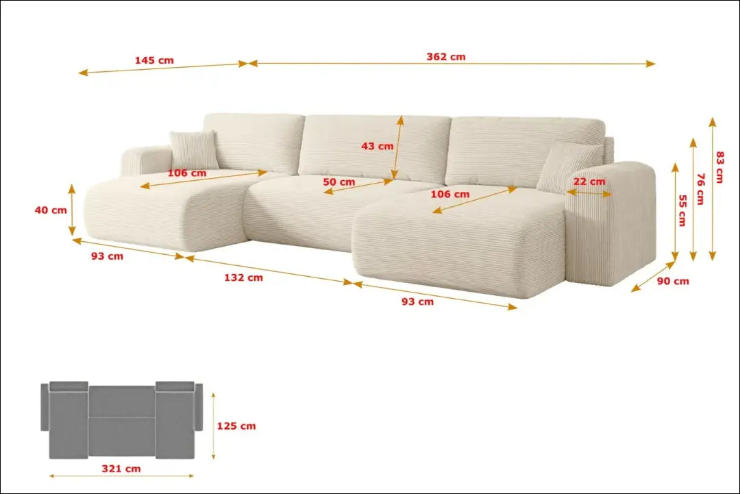 Sofa-lova MI968 - €534 Save 40% __label:Pristatymas 1-2 d.d., color-kremas, kampai, material-poliesteris, minksti Virš