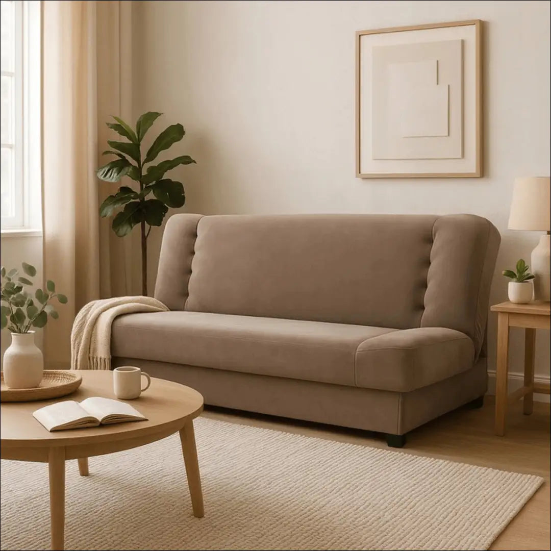 Sofa-lova su veliūro audiniu smėlio spalvos TE654 - €547 Save 15% __label:Pristatymas 5-14 d.d., elite, over-200,