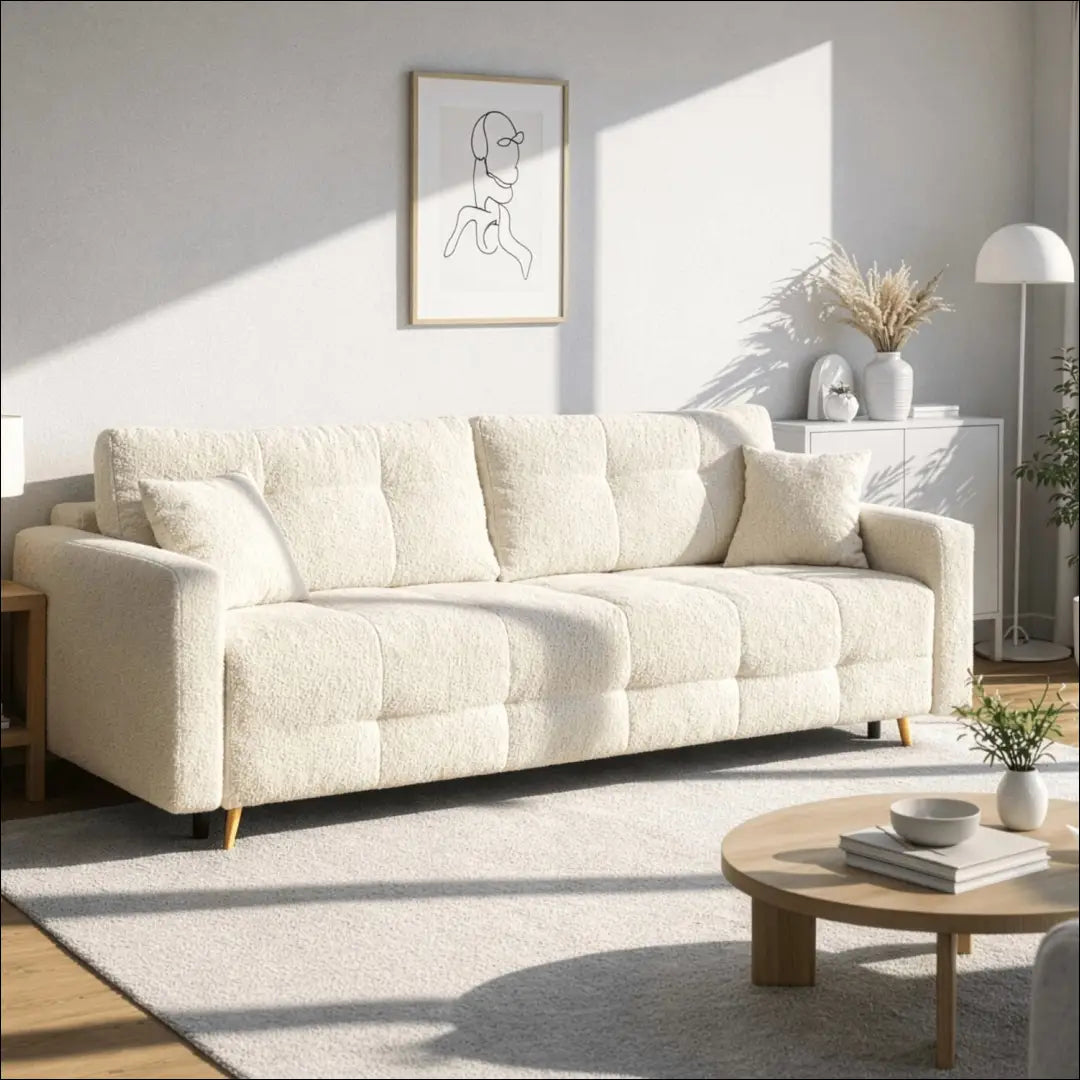 Sofa su buklė audinio audiniu smėlio spalvos TE1157 - €1,086 Save 15% __label:Pristatymas 5-14 d.d., elite, over-200,