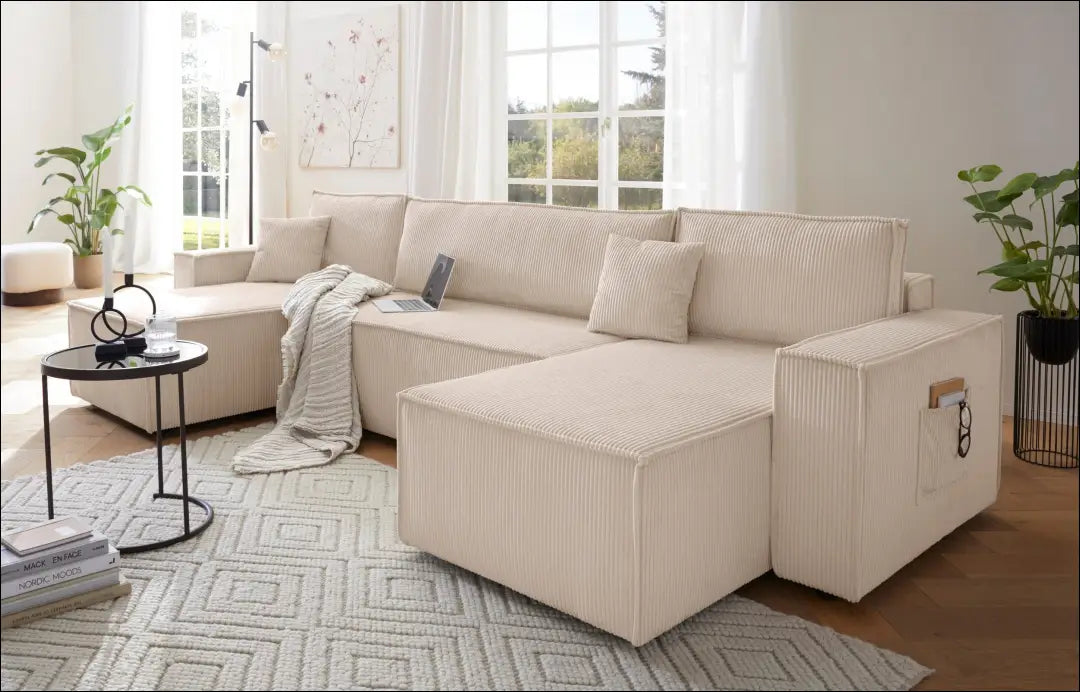 Sofa su miegama funkcija MI888 - €700 Save 50% __label:Pristatymas 1-2 d.d., color-kremas, kampai,