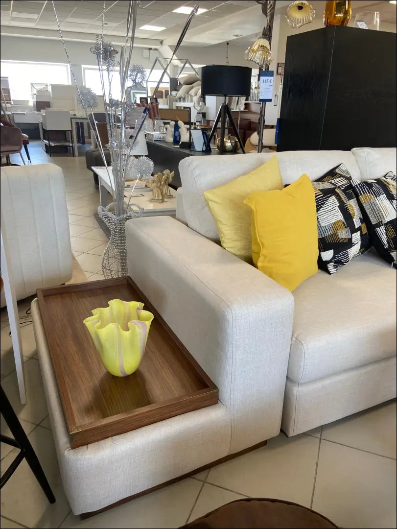 Sofa su šoniniu staliuku MI580 - €546 Save 65% __label:Pristatymas 1-2 d.d., color-kremas, color-ruda,