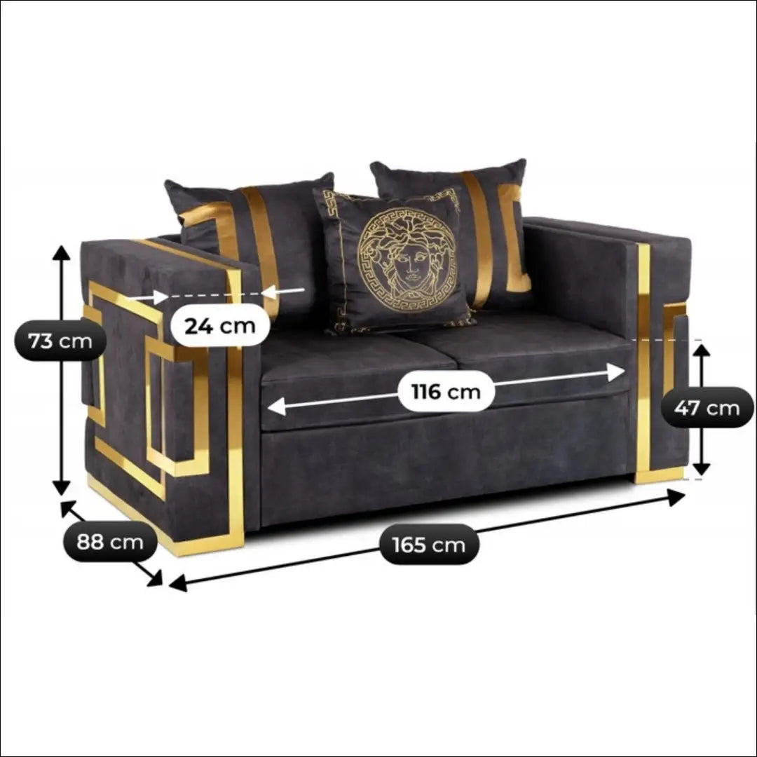 Sofa su veliūro audiniu juodos spalvos / auksinės TE1062 - €959 Save 15% __label:Pristatymas 5-14 d.d., elite,