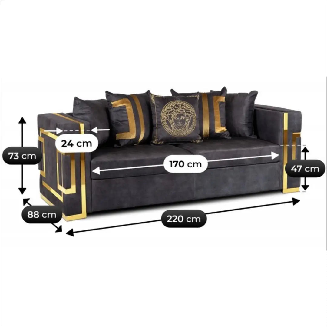 Sofa su veliūro audiniu juodos spalvos / auksinės TE1063 - €1,170 Save 15% __label:Pristatymas 5-14 d.d., elite,