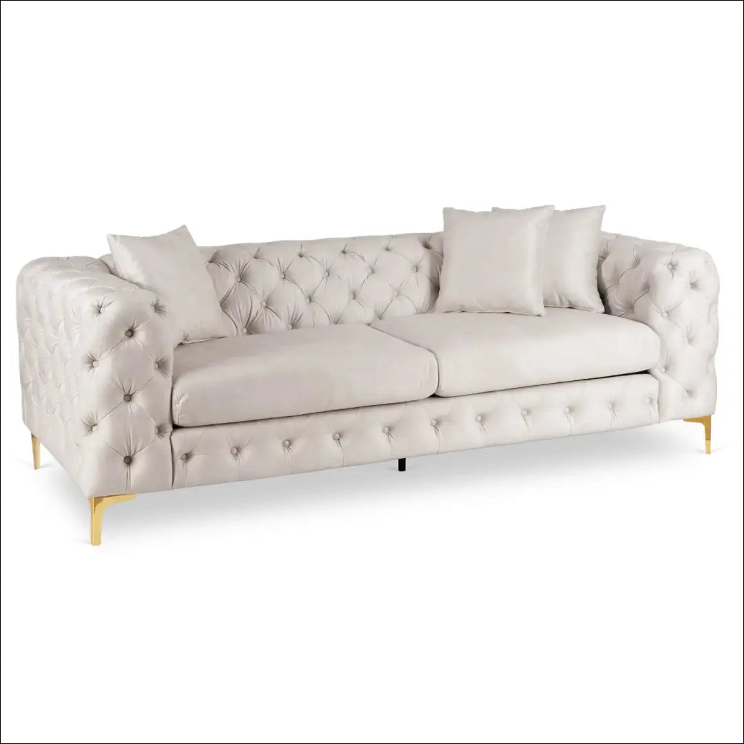 Sofa su veliūro audiniu kreminės spalvos TE1070 - €854 Save 15% __label:Pristatymas 5-14 d.d., elite, over-200,