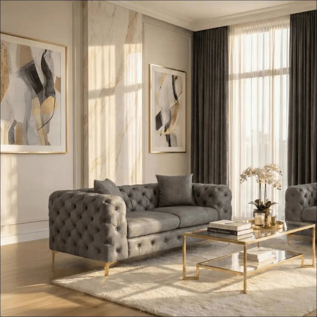 Sofa su veliūro audiniu pilkos spalvos / kreminės TE1068 - €690 Save 15% __label:Pristatymas 5-14 d.d., elite,