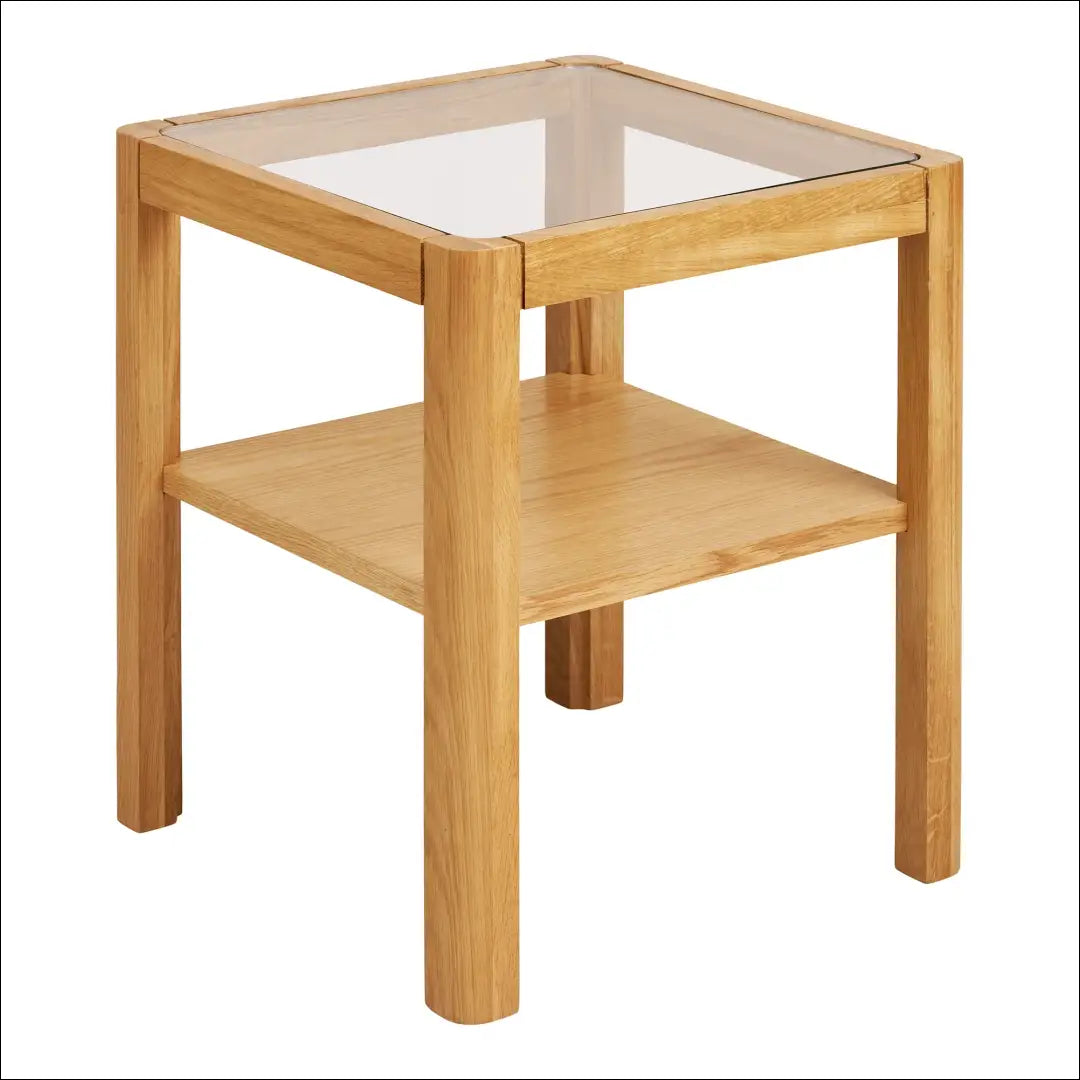 Šoninis staliukas ąžuolo/ąžuolo faneruotės/grūdinto stiklo natūralus 40x40x45 cm RD391 - €227 Save 15% nordic,