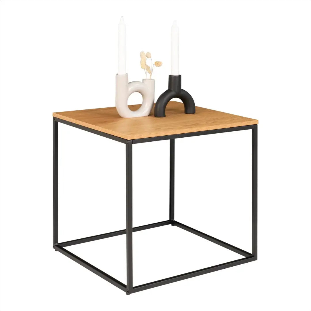 Šoninis staliukas ąžuolo imitacijos juodas rėmas 45x45x45 cm RD324 - €29 Save 15% 25-50, Natūrali, nordic, Side tables,