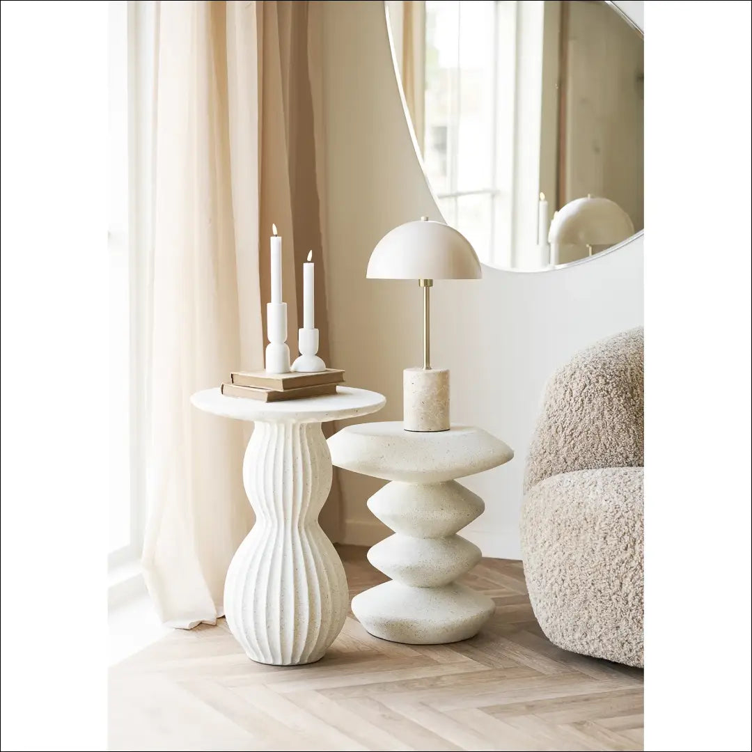 Šoninis staliukas fibrozinis baltas ø40x55 cm RD378 - €121 Save 15% 100-200, Balta, nordic, Side tables, uzsakomi €100