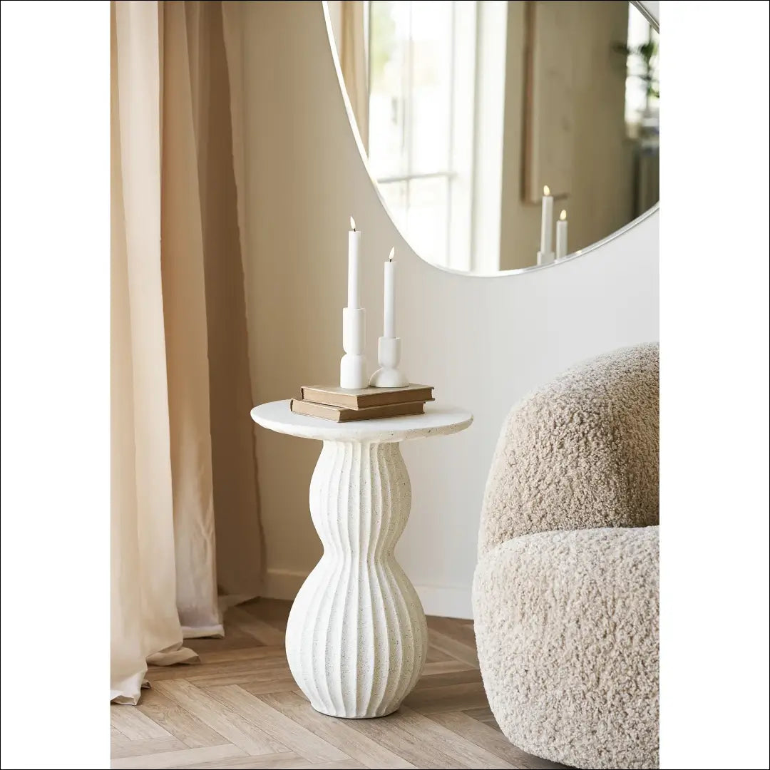Šoninis staliukas fibrozinis baltas ø40x55 cm RD378 - €121 Save 15% 100-200, Balta, nordic, Side tables, uzsakomi €100