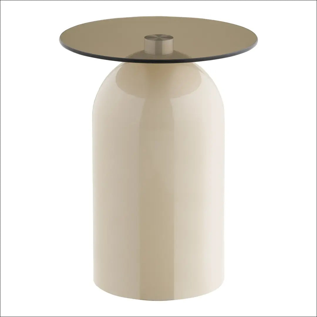 Šoninis staliukas grūdintas stiklas/metalas pilka/smėlinė ø40x52 cm RD392 - €162 Save 15% 100-200, Bežinė / pilka,