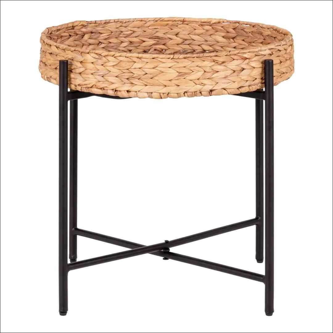 Šoninis staliukas metalas ir vandens hiacintas ø50x48,5 cm RD373 - €58 Save 15% 50-100, Juoda / natūrali, nordic, Side