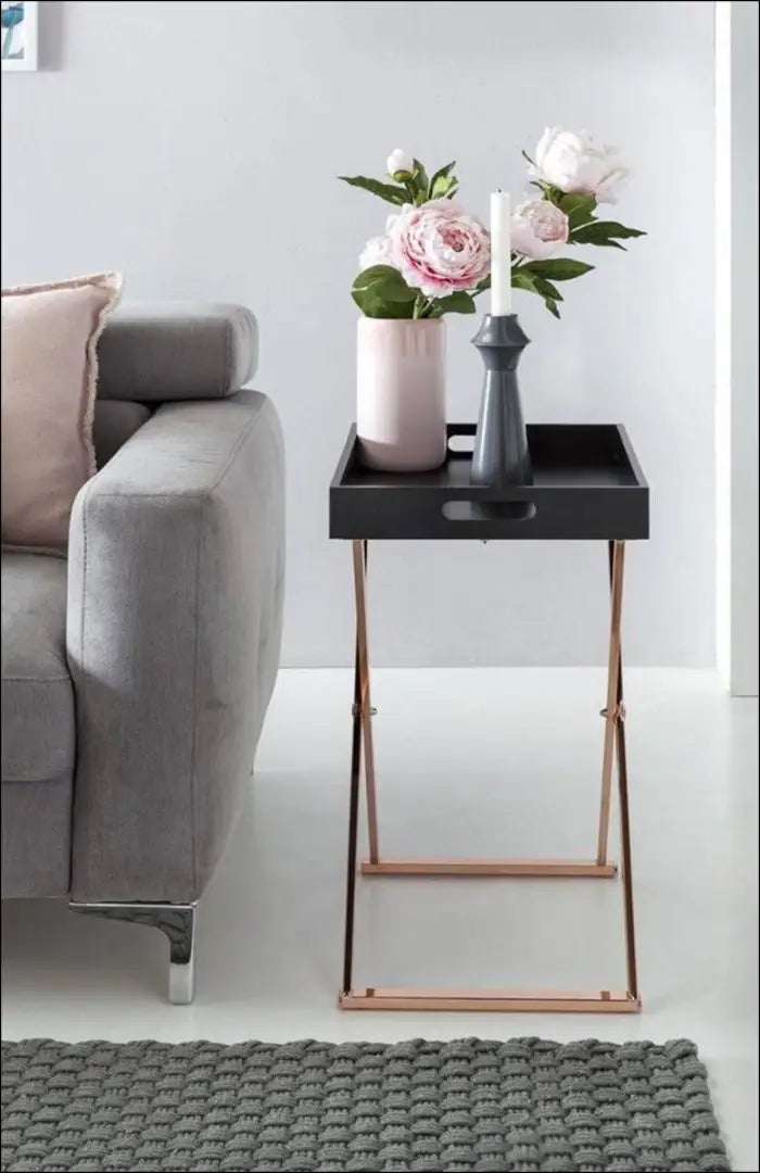 Šoninis staliukas-padėklas SI1943 - €42 Save 50% 25-50, __label:Pristatymas 1-2 d.d., color-auksine, color-juoda,