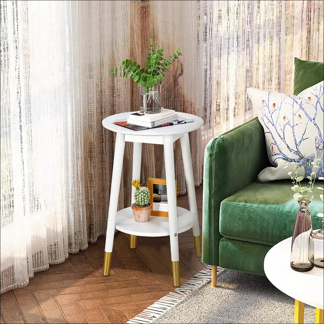 Šoninis staliukas SI1883 - €65 Save 50% 50-100, __label:Pristatymas 1-2 d.d., color-auksine, color-balta,