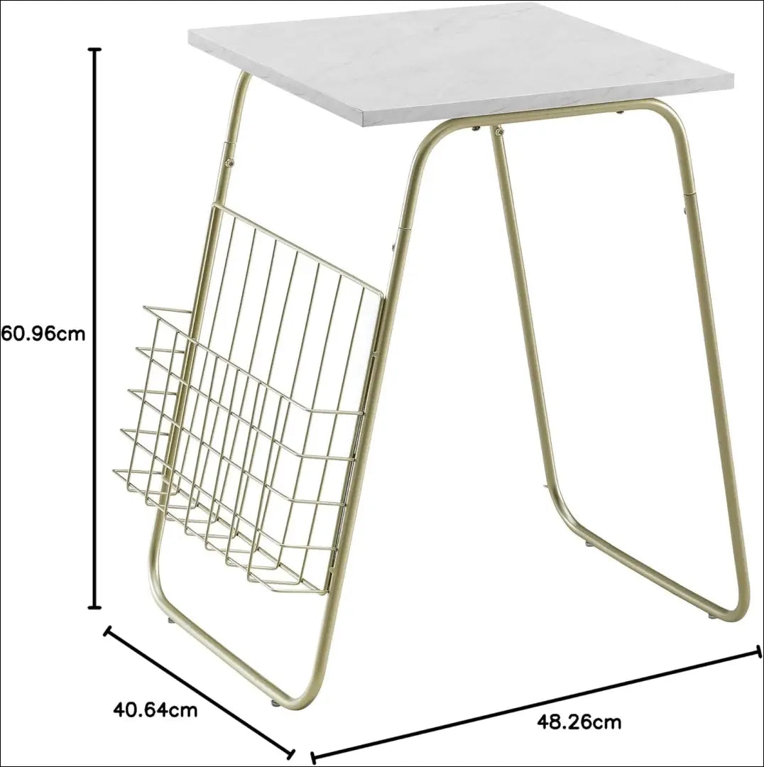 Šoninis staliukas SI1971 - €34 Save 50% 25-50, __label:Pristatymas 1-2 d.d., color-auksine, color-balta,