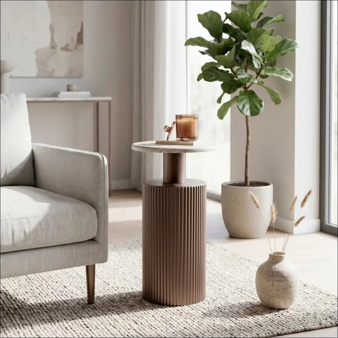Šoninis staliukas SI2418 - €49 Save 50% 25-50, __label:Pristatymas 1-2 d.d., color-ruda, color-smelio, material-mdf MDF