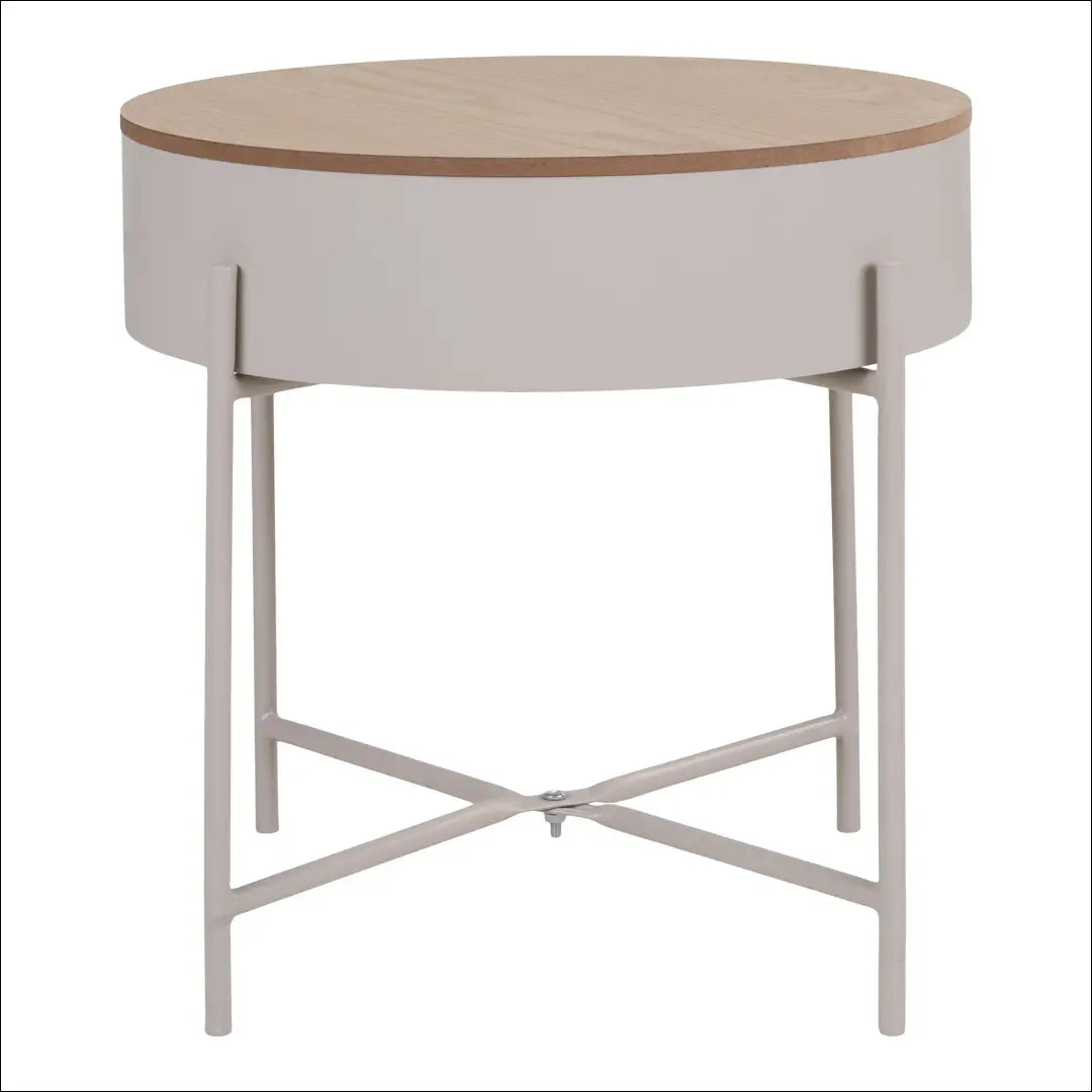 Šoninis staliukas smėlio spalvos plienas natūralus stalviršis ø40x40 cm RD738 - €41 Save 15% 25-50, Bežinė, nordic,