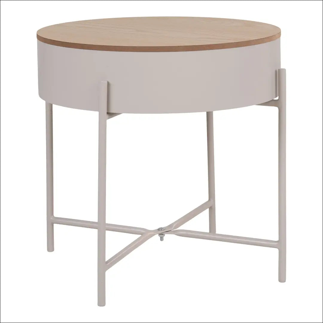Šoninis staliukas smėlio spalvos plienas natūralus stalviršis ø40x40 cm RD738 - €41 Save 15% 25-50, Bežinė, nordic,
