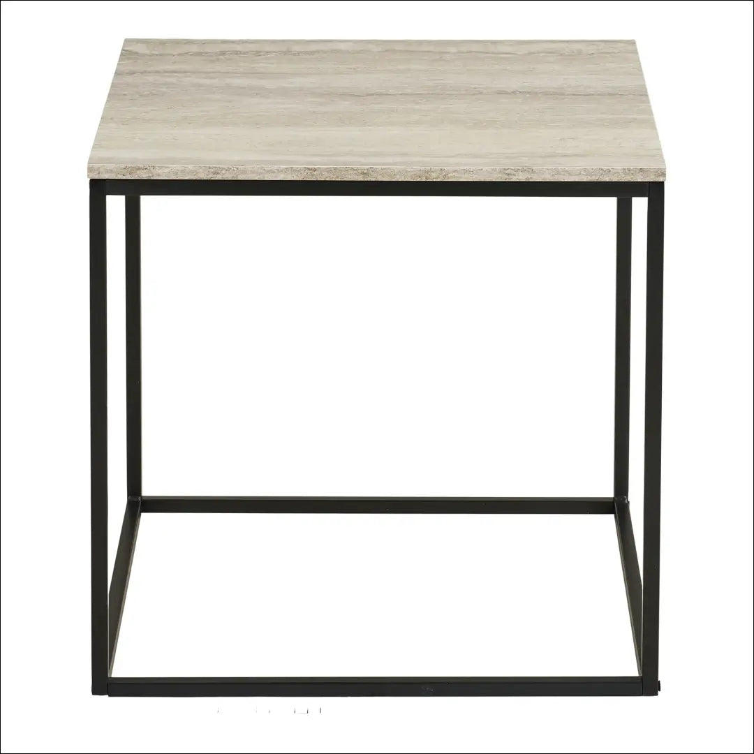 Šoninis staliukas travertino imitacijos juodo plieno 45x45x45 cm RD387 - €44 Save 15% 25-50, Juoda / bežinė, nordic,