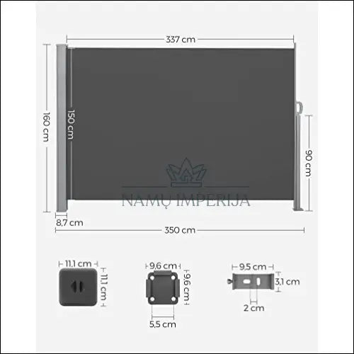 Šoninis tentas (daug dydžių) SM001 - €163 Save 30% 100-200, __label:Pristatymas 5-14 d.d., color-pilka, lauko