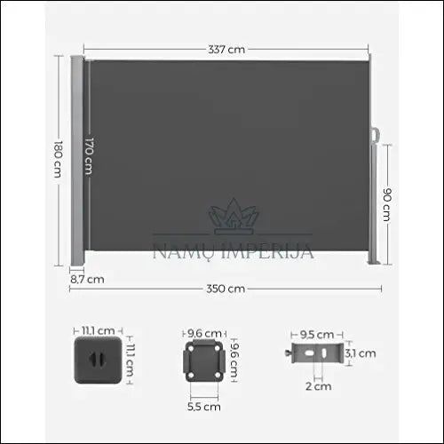 Šoninis tentas (daug dydžių) SM001 - €175 Save 30% 100-200, __label:Pristatymas 5-14 d.d., color-pilka, lauko