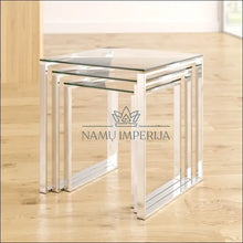 Augšupielādējiet attēlu galerijas skatā Šoninių staliukų komplektas (3vnt) SI1017 - €88 Save 60% 50-100, color-sidabrine, material-metalas,
