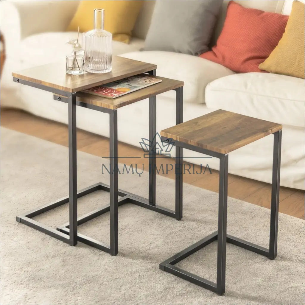 Šoninių staliukų komplektas (3vnt) SI1652 - €68 Save 50% 50-100, __label:Pristatymas 1-2 d.d., color-juoda, color-ruda,