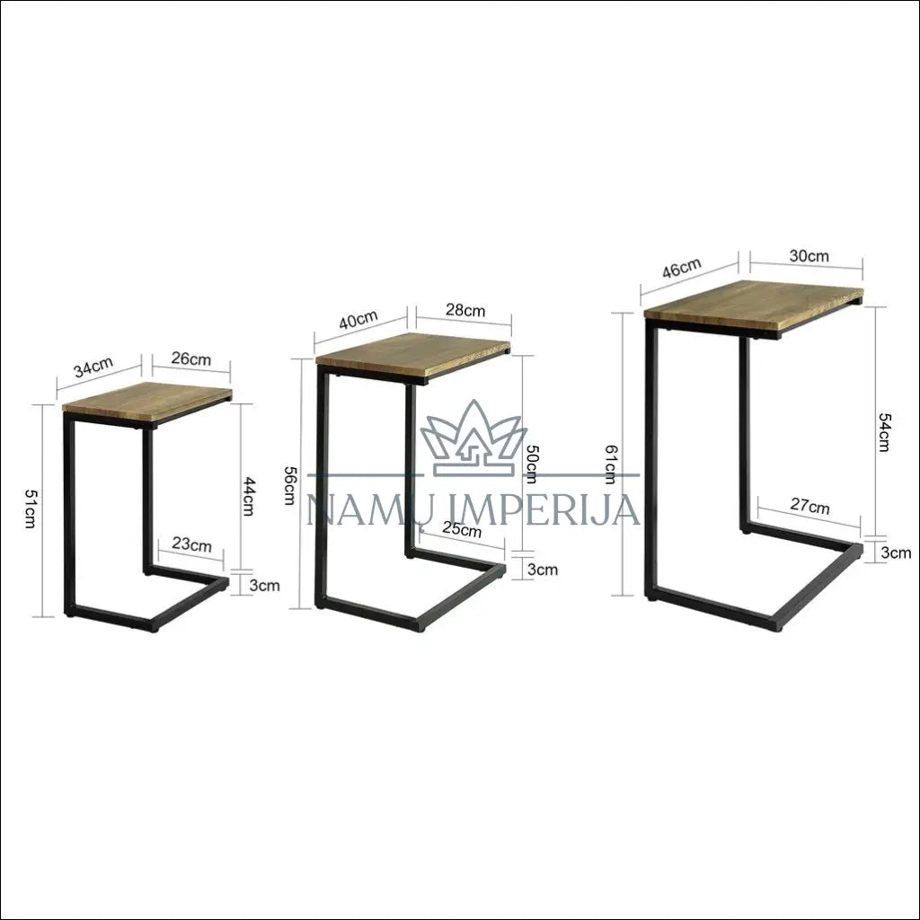 Šoninių staliukų komplektas (3vnt) SI1652 - €68 Save 50% 50-100, __label:Pristatymas 1-2 d.d., color-juoda, color-ruda,