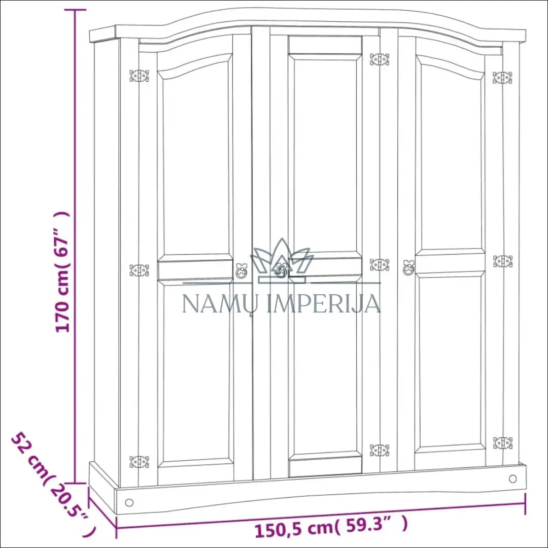 Spinta GI502 - €265 Save 50% __label:Pristatymas 1-2 d.d., color-balta, color-ruda, material-medzio-masyvas, miegamojo