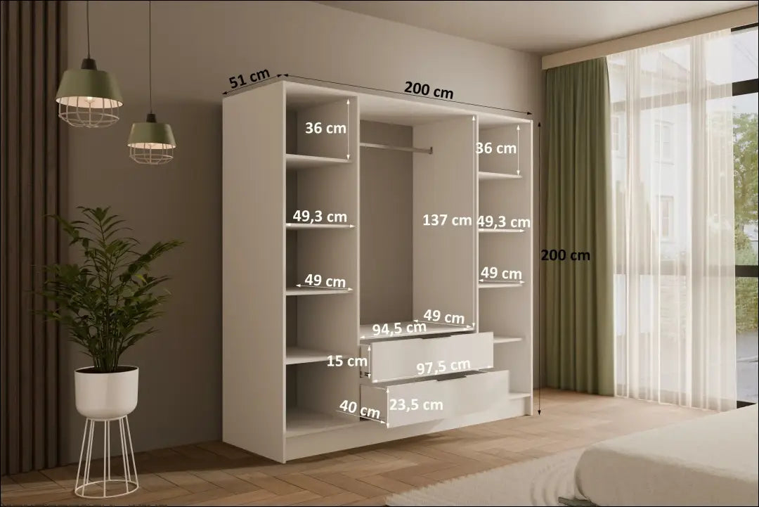 Spinta GI897 - €468 Save 40% __label:Pristatymas 1-2 d.d., color-balta, material-mediena, material-stiklas, miegamojo