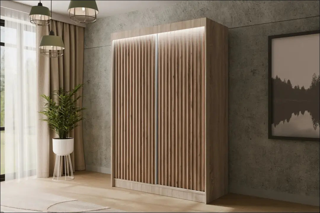 Spinta su LED apšvietimu GI912 - €420 Save 50% __label:Pristatymas 1-2 d.d., color-ruda, material-mdf, miegamojo,