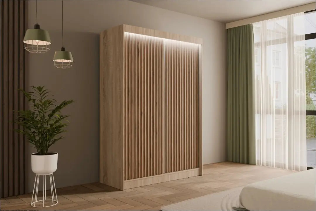 Spinta su LED apšvietimu GI912 - €420 Save 50% __label:Pristatymas 1-2 d.d., color-ruda, material-mdf, miegamojo,