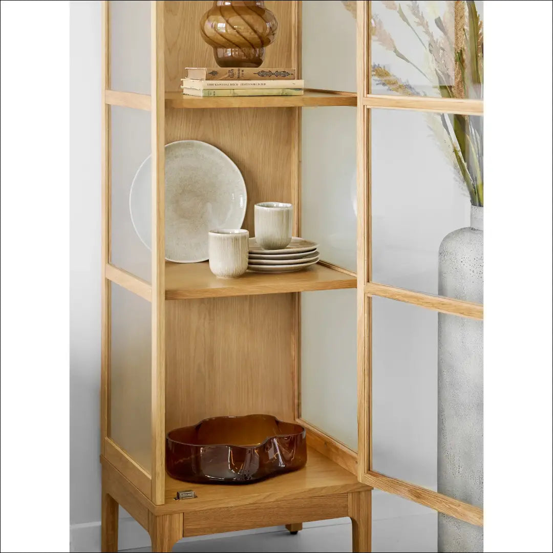 Spintelė 1 stiklinės durys ąžuolas/ąžuolo fanera/grūdintas stiklas natūrali 40x47x180 cm RD502 - €503 Save 15%