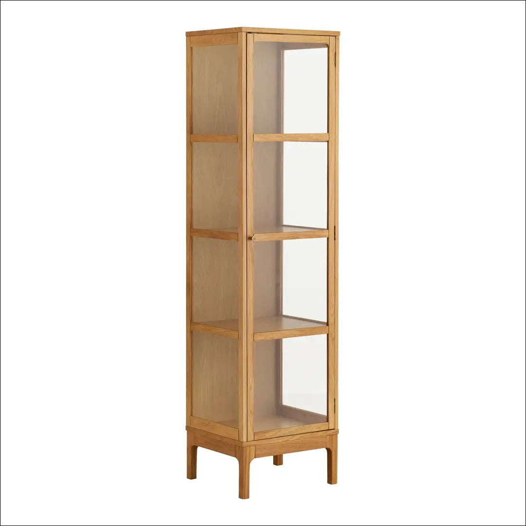 Spintelė 1 stiklinės durys ąžuolas/ąžuolo fanera/grūdintas stiklas natūrali 40x47x180 cm RD502 - €503 Save 15%