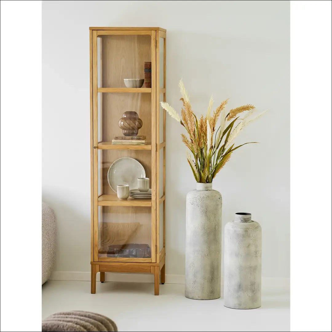 Spintelė 1 stiklinės durys ąžuolas/ąžuolo fanera/grūdintas stiklas natūrali 40x47x180 cm RD502 - €503 Save 15%