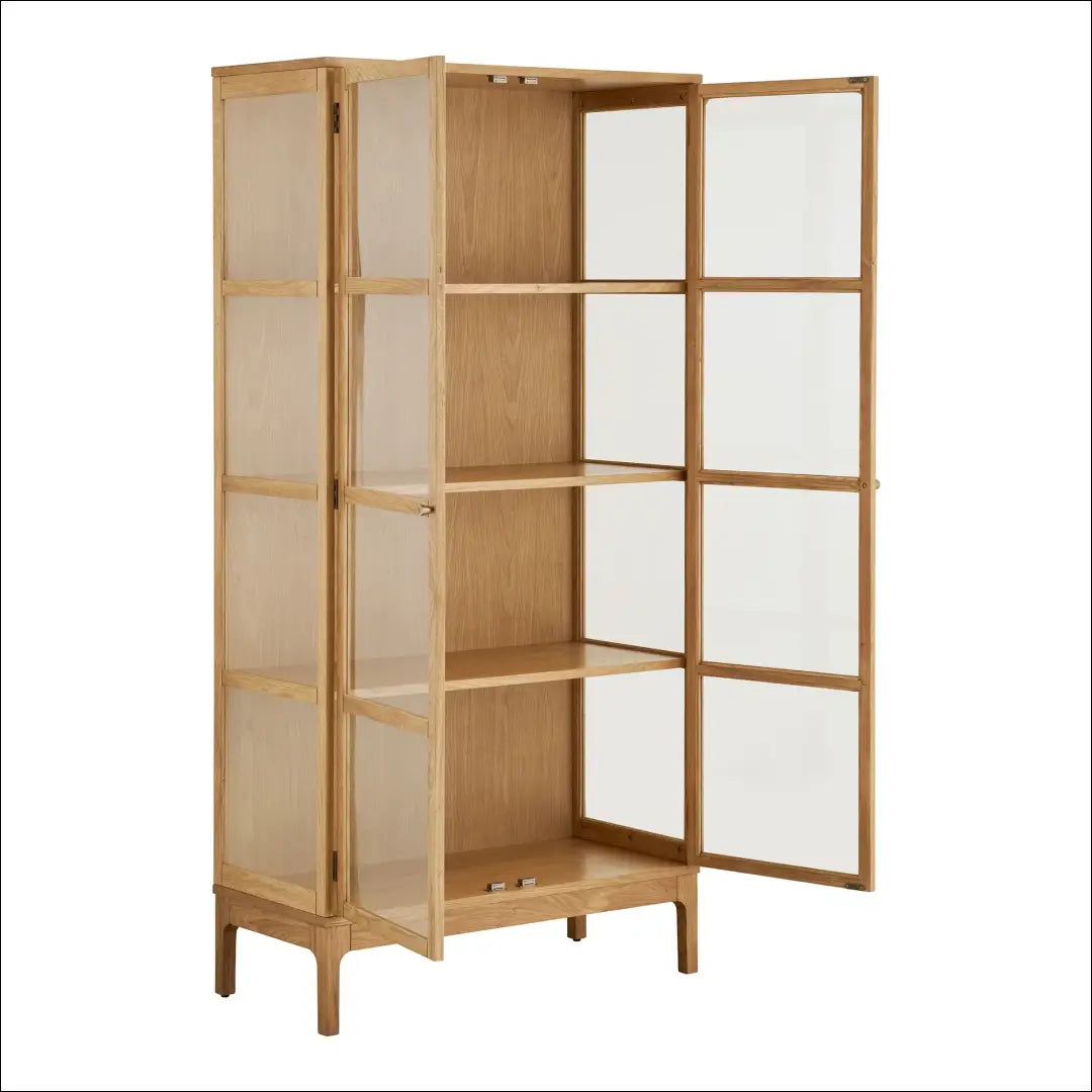 Spintelė 2 stiklinės durys 3 lentynos ąžuolas/ąžuolo fanera/grūdintas stiklas natūrali 40x90x180 cm RD504 - €794 Save