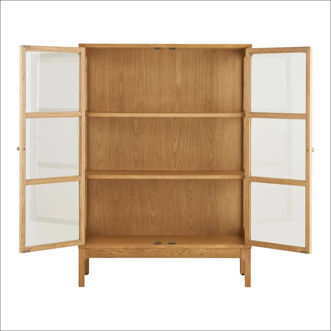 Spintelė 2 stiklinės durys lentynos ąžuolas/ąžuolo fanera/grūdintas stiklas natūrali 40x90x126 cm RD503 - €615 Save 15%