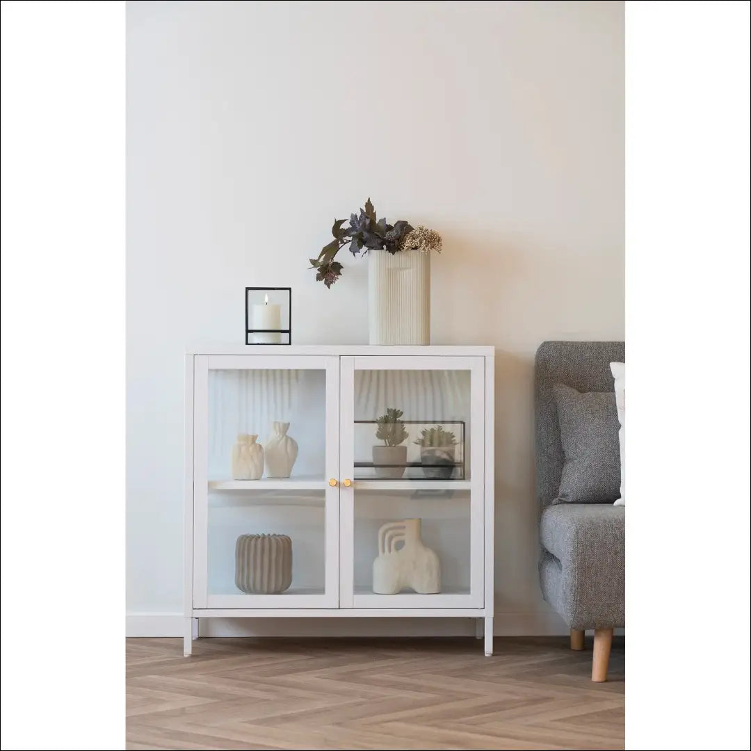 Spintelė 2 stiklinės durys plienas balta 80x35x80 cm RD516 - €162 Save 15% 100-200, __label:Pristatymas 5-14 d.d.,