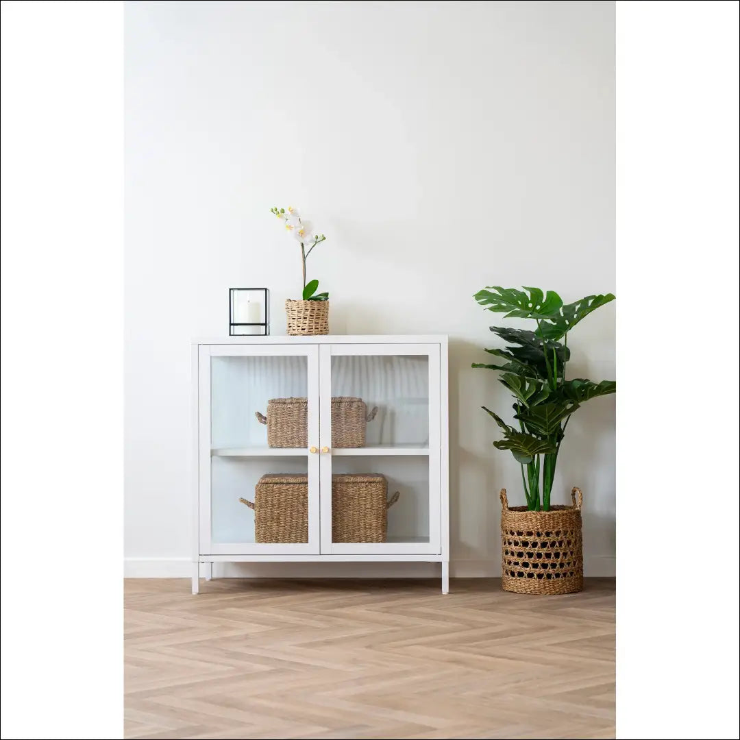 Spintelė 2 stiklinės durys plienas balta 80x35x80 cm RD516 - €162 Save 15% 100-200, __label:Pristatymas 5-14 d.d.,