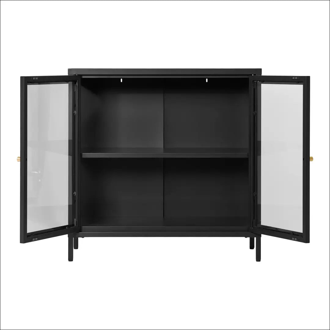 Spintelė 2 stiklinės durys plienas juoda 80x35x80 cm RD515 - €276 Save 15% __label:Pristatymas 5-14 d.d., Chests,