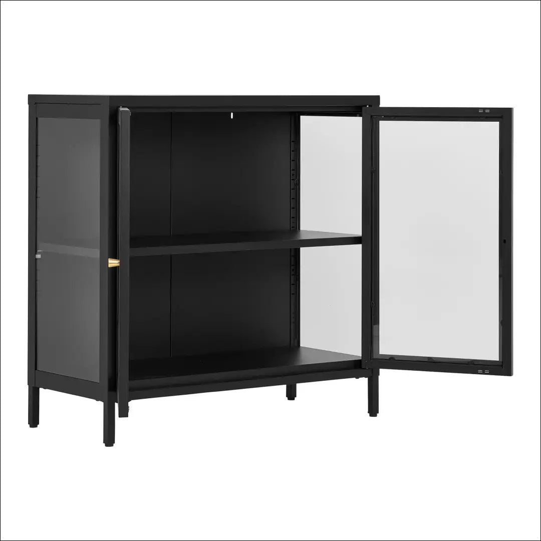 Spintelė 2 stiklinės durys plienas juoda 80x35x80 cm RD515 - €276 Save 15% __label:Pristatymas 5-14 d.d., Chests,