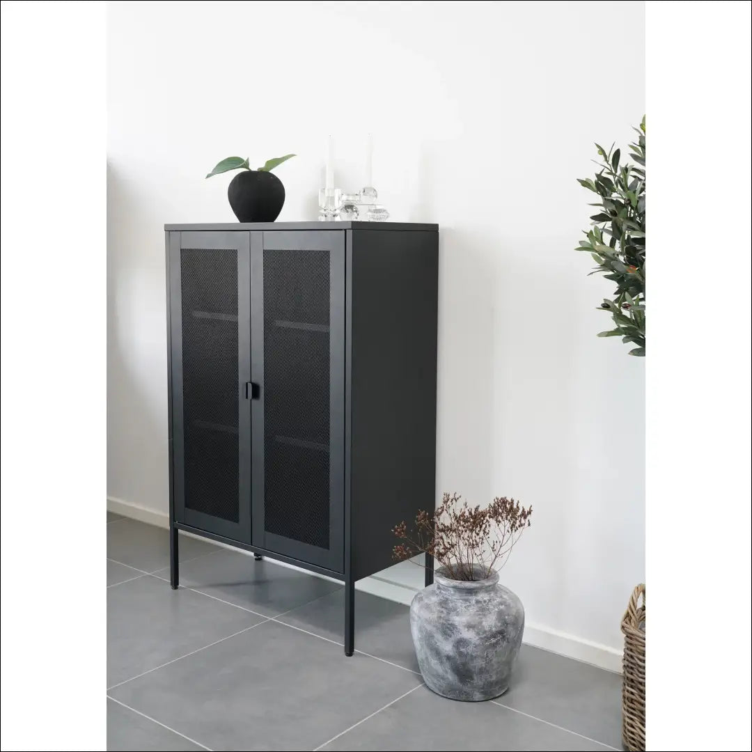 Spintelė 2 tinklinės durys plienas juoda 80x40x120 cm RD495 - €293 Save 15% __label:Pristatymas 5-14 d.d., Chests,