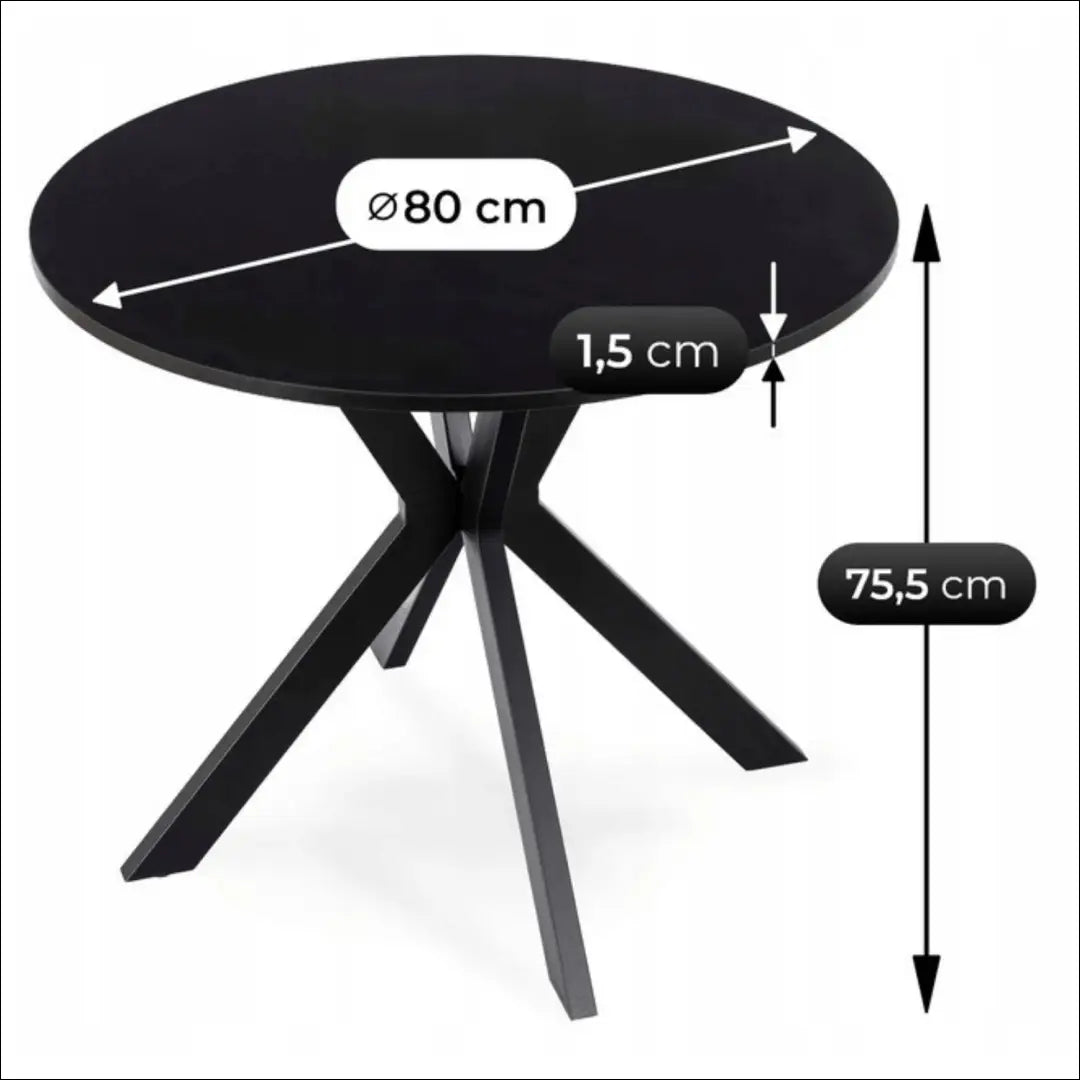 Stalas apvalus iš MDF juodos spalvos 80 cm TE621 - €104 Save 15% 100-200, __label:Pristatymas 5-14 d.d., elite, Stoły,