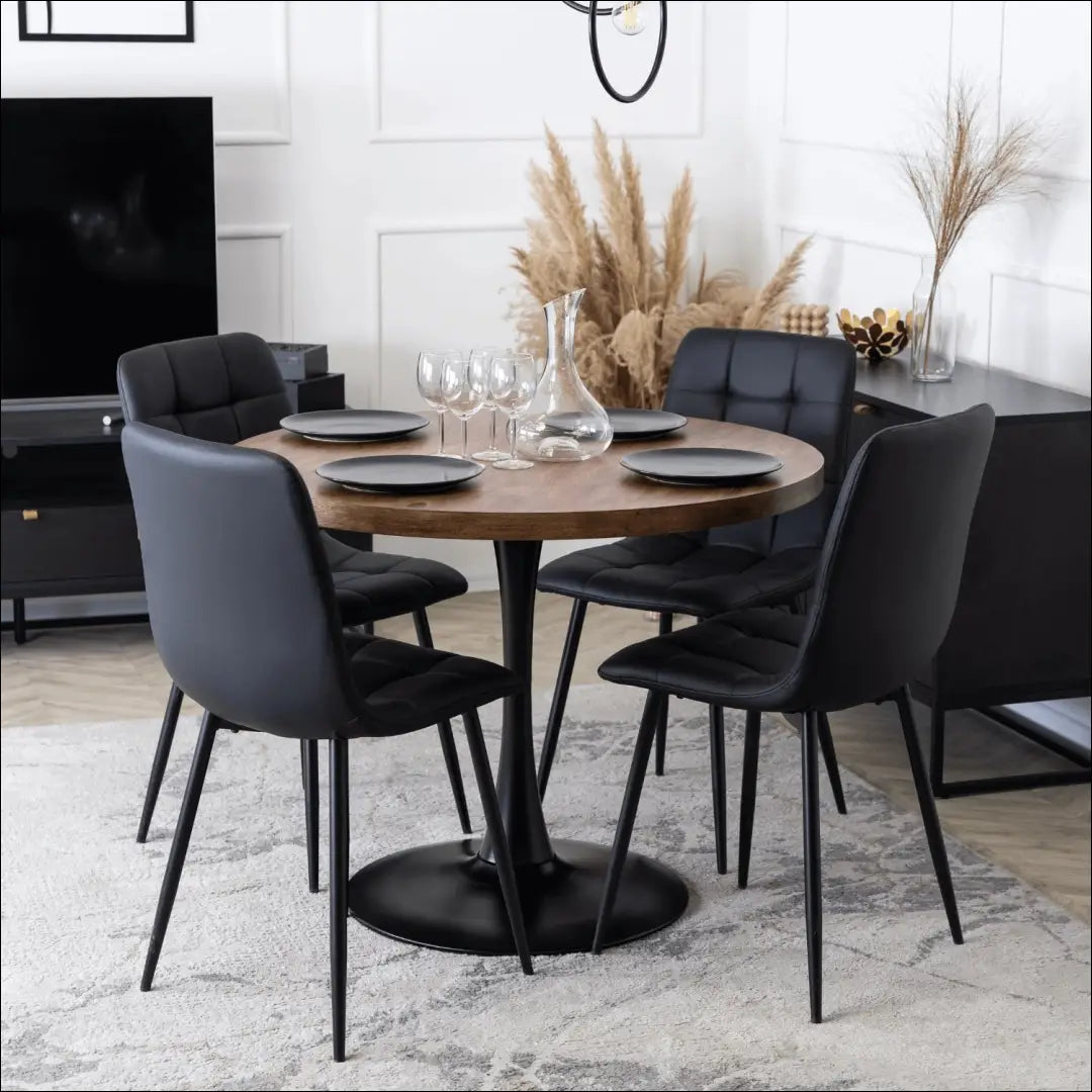 Stalas apvalus iš MDF juodos spalvos / ąžuolo 100 cm TE159 - €144 Save 15% 100-200, __label:Pristatymas 5-14 d.d.,