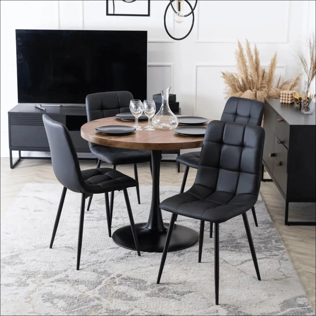 Stalas apvalus iš MDF juodos spalvos / ąžuolo 100 cm TE159 - €144 Save 15% 100-200, __label:Pristatymas 5-14 d.d.,